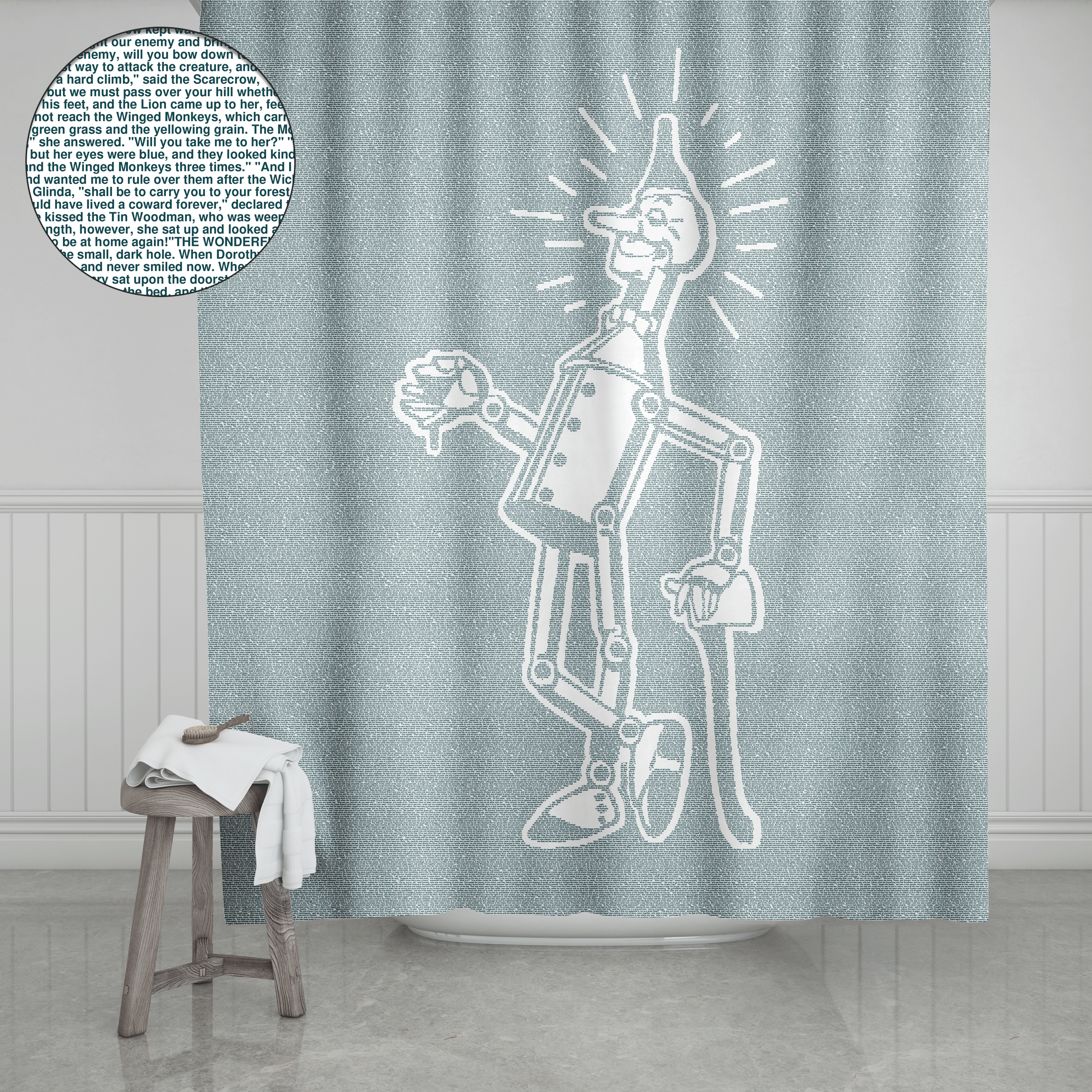 Curtain | Wizard | The Oz Litographs Shower Wonderful Book of